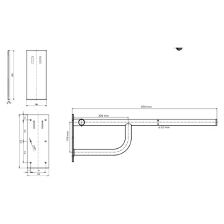 Fällbart Stödhandtag <strong>Steda</strong>  85 cm Krom Matt