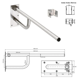 Fällbart Stödhandtag <strong>Steda</strong>  85 cm Vit Matt Utan Kåpa
