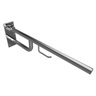 Fällbart Stödhandtag med Toalettpappershållare Handikappanpassad <strong>Steda</strong>  76 cm Krom Blank Utan Kåpa