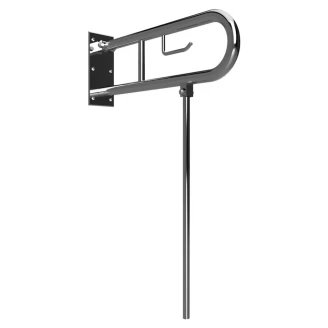 Fällbart Stödhandtag & Ben med Toalettpappershållare Handikappanpassad <strong>Help</strong>  85 cm Dubbel Krom Blank Utan Kåpa