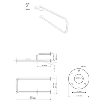 Stödhandtag <strong>Steda</strong>  50 cm Vit Matt Utan Kåpa Vänster