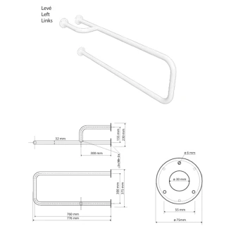 Stödhandtag <strong>Steda</strong>  76 cm Vit Matt Utan Kåpa Vänster