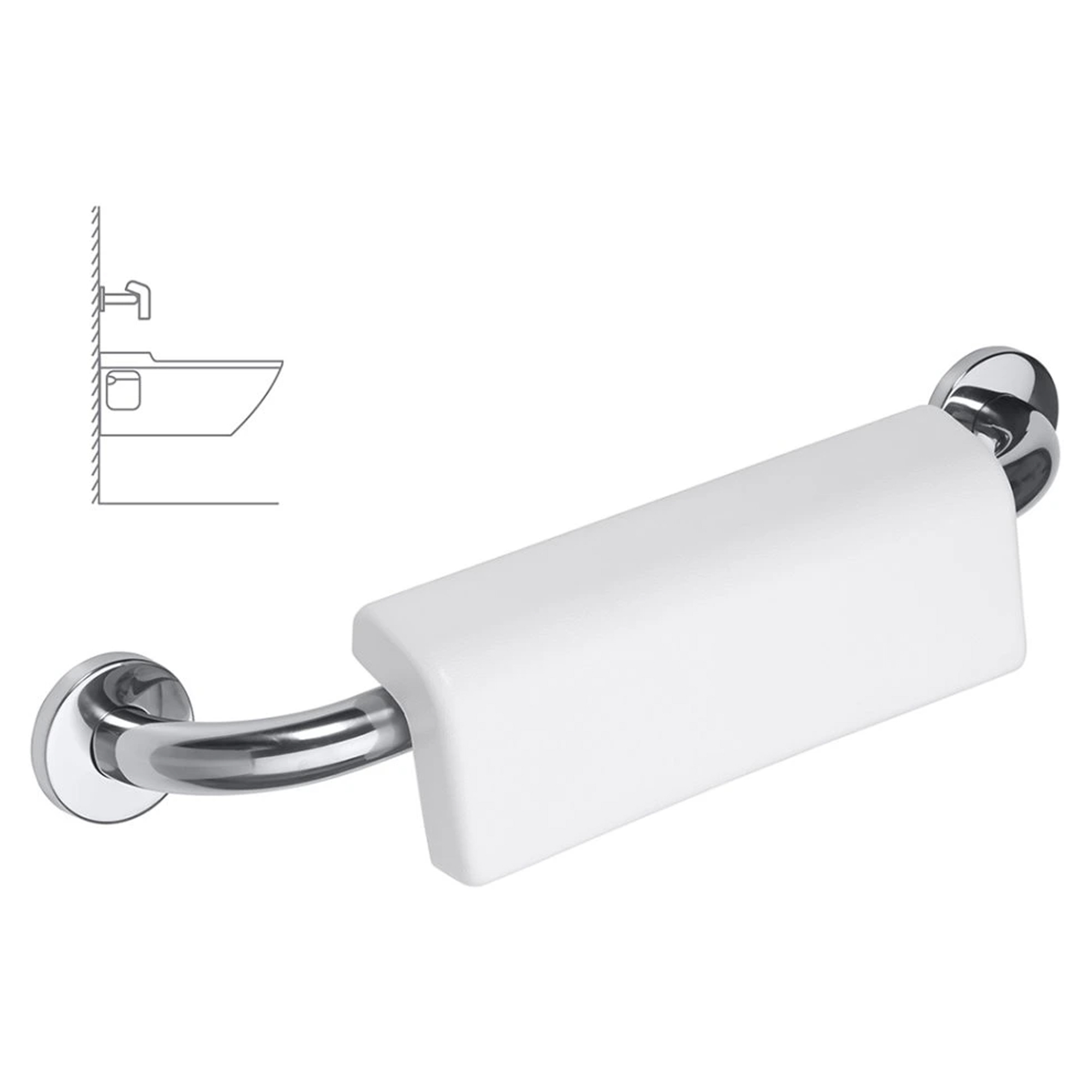 Ryggstöd för Toalettstol Handikappanpassad Help 50 cm Krom Blank