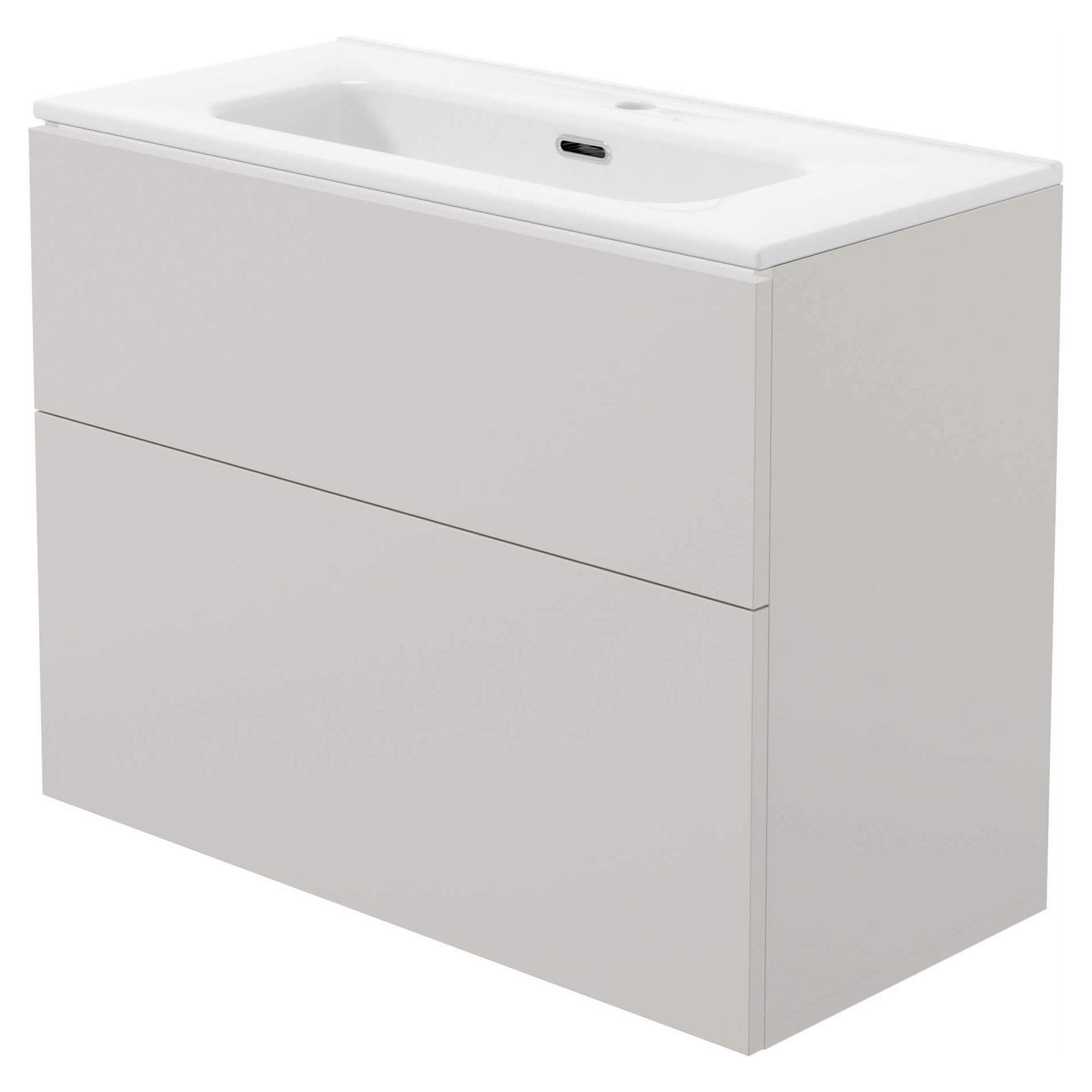 Tvättställsskåp Prizma Beige Matt 80 cm med Handfat Vit Blank