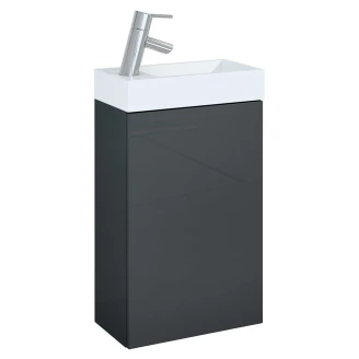 Badrumspaket Tvättställsskåp Tiny Antracit Blank med Handfat & Spegel