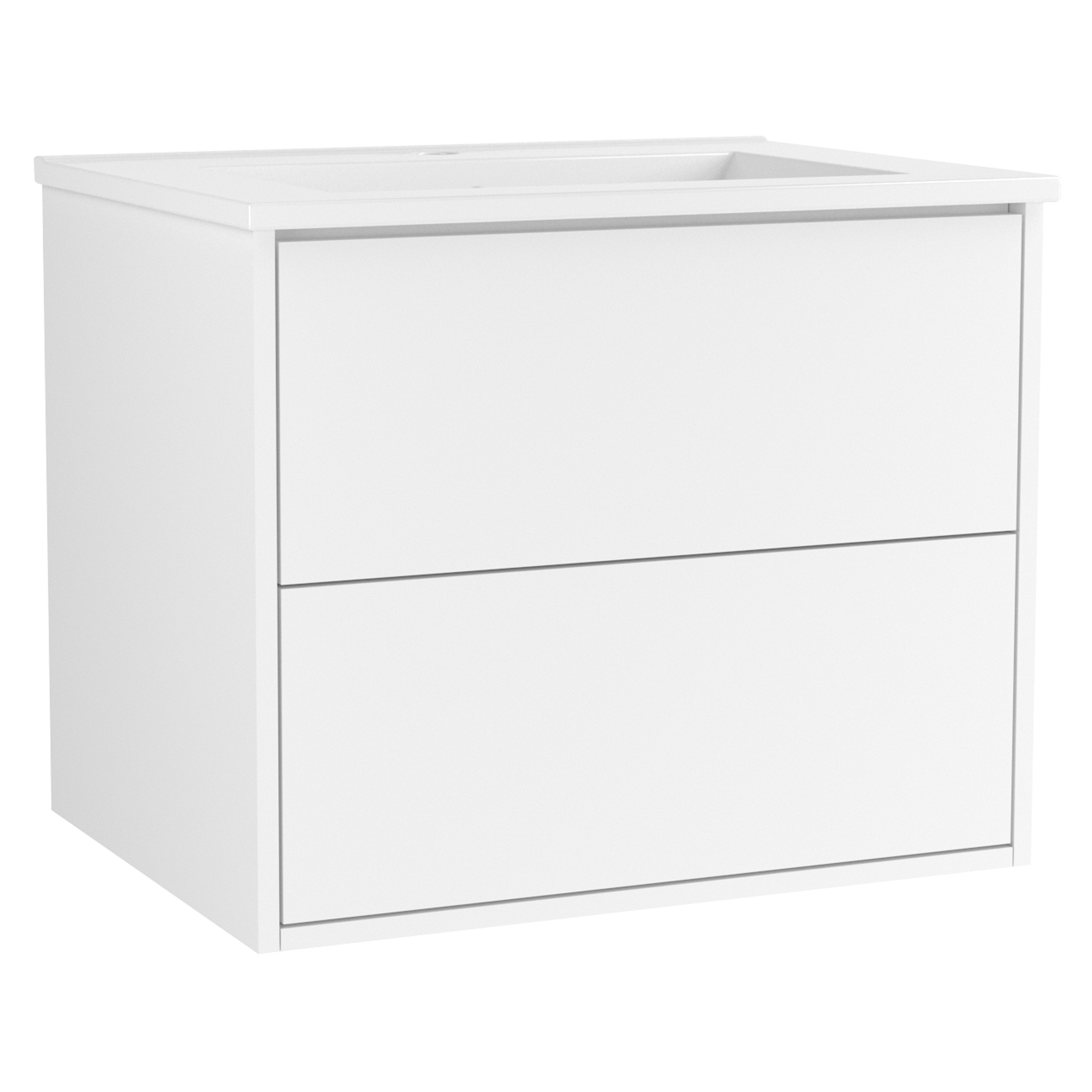 Tvättställsskåp Odea Vit Matt 60 cm med Handfat Vit Blank