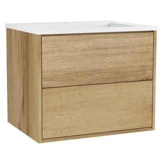 Tvättställsskåp <strong>Odea</strong>  Trä Ljus Matt 60 cm med Handfat Vit Blank