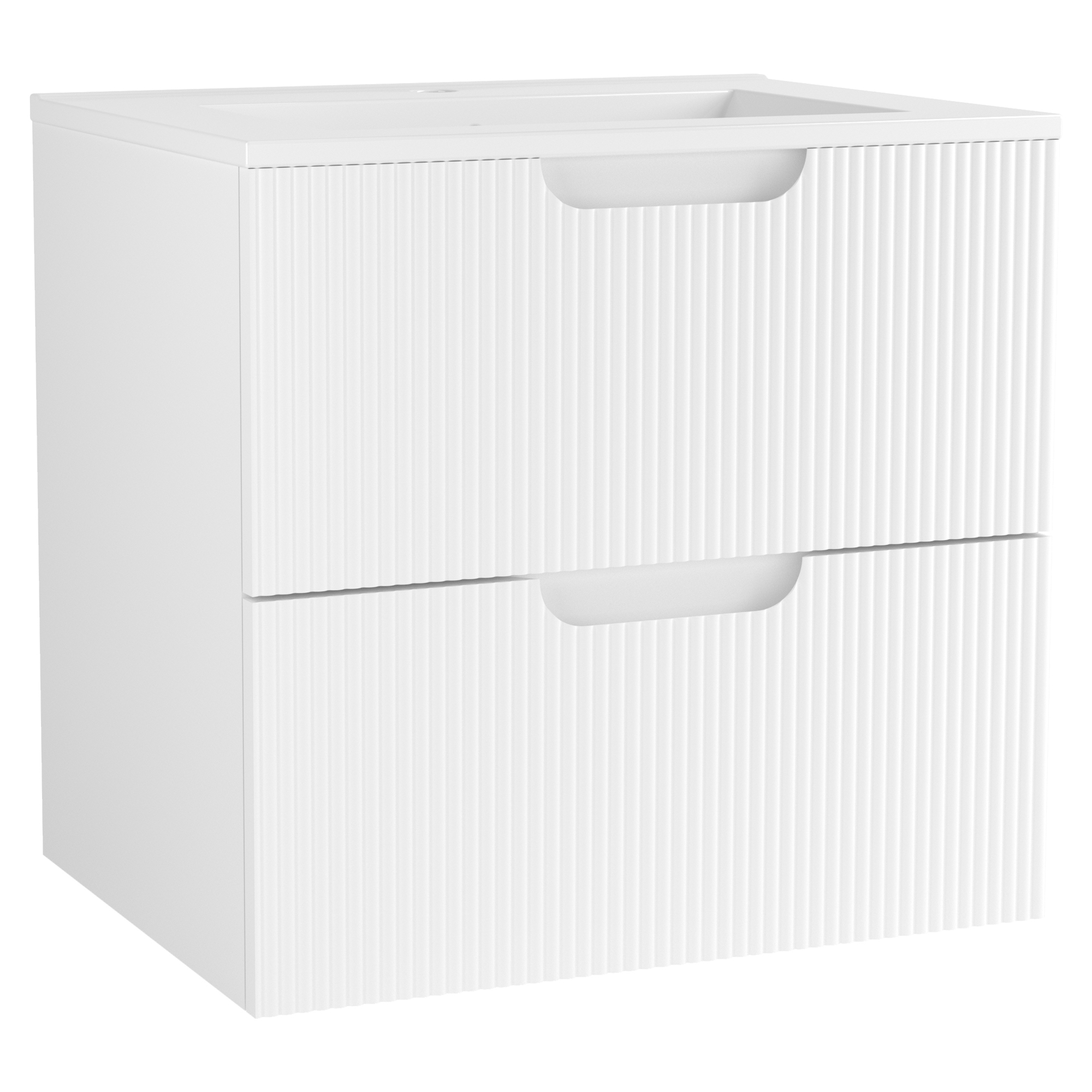 Tvättställsskåp Asta Vit Matt 60 cm med Handfat Vit Blank Tvättställsskåp Asta Vit Matt 60 cm med Handfat Vit Blank