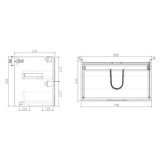 Tvättställsskåp Asta Terrakotta Matt 80 cm med Handfat Vit Blank