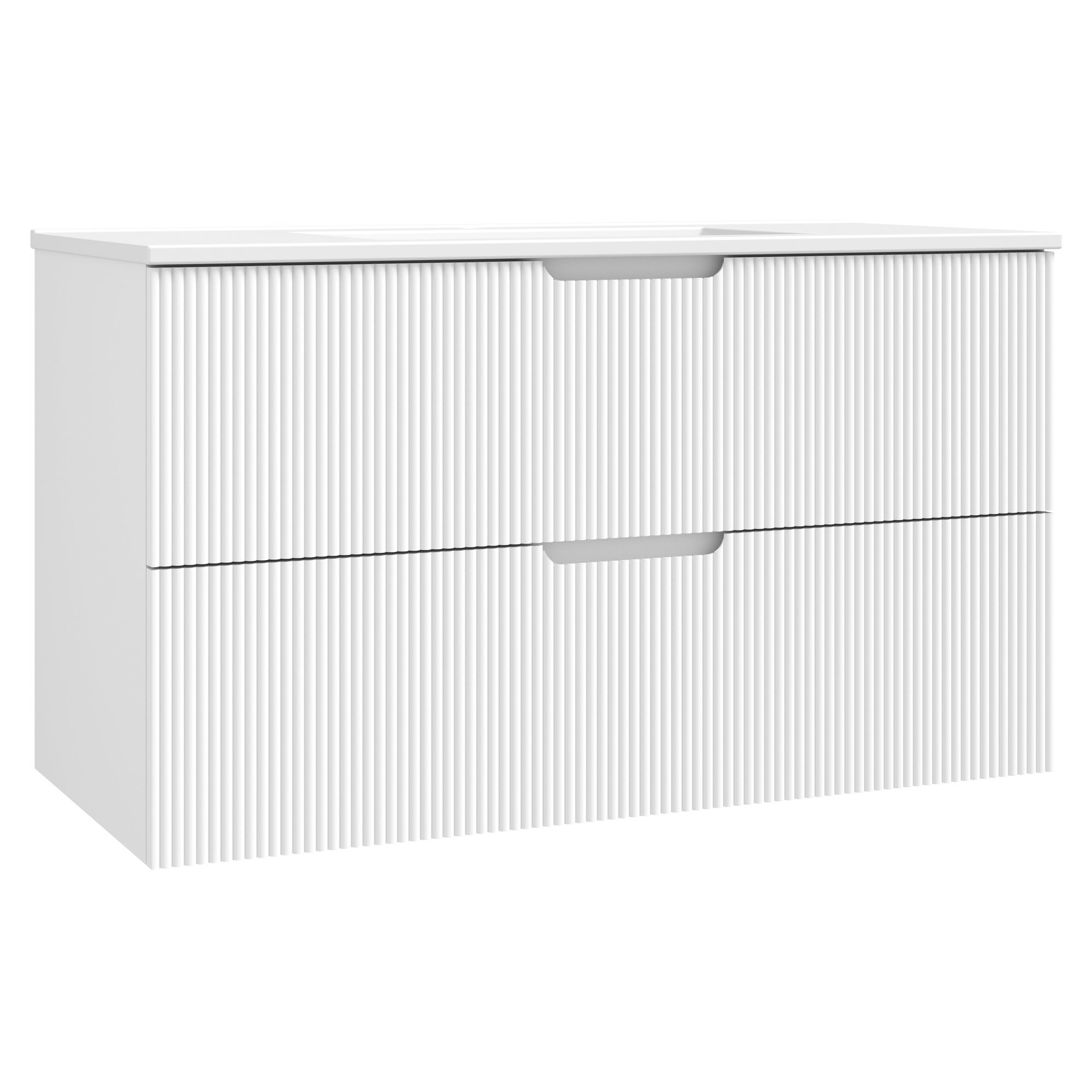 Tvättställsskåp Asta Vit Matt 100 cm med Handfat Vit Blank