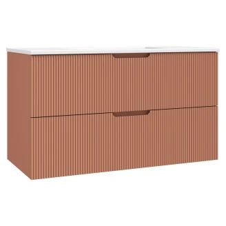 Tvättställsskåp <strong>Asta</strong>  Terrakotta Matt 100 cm med Handfat Vit Blank