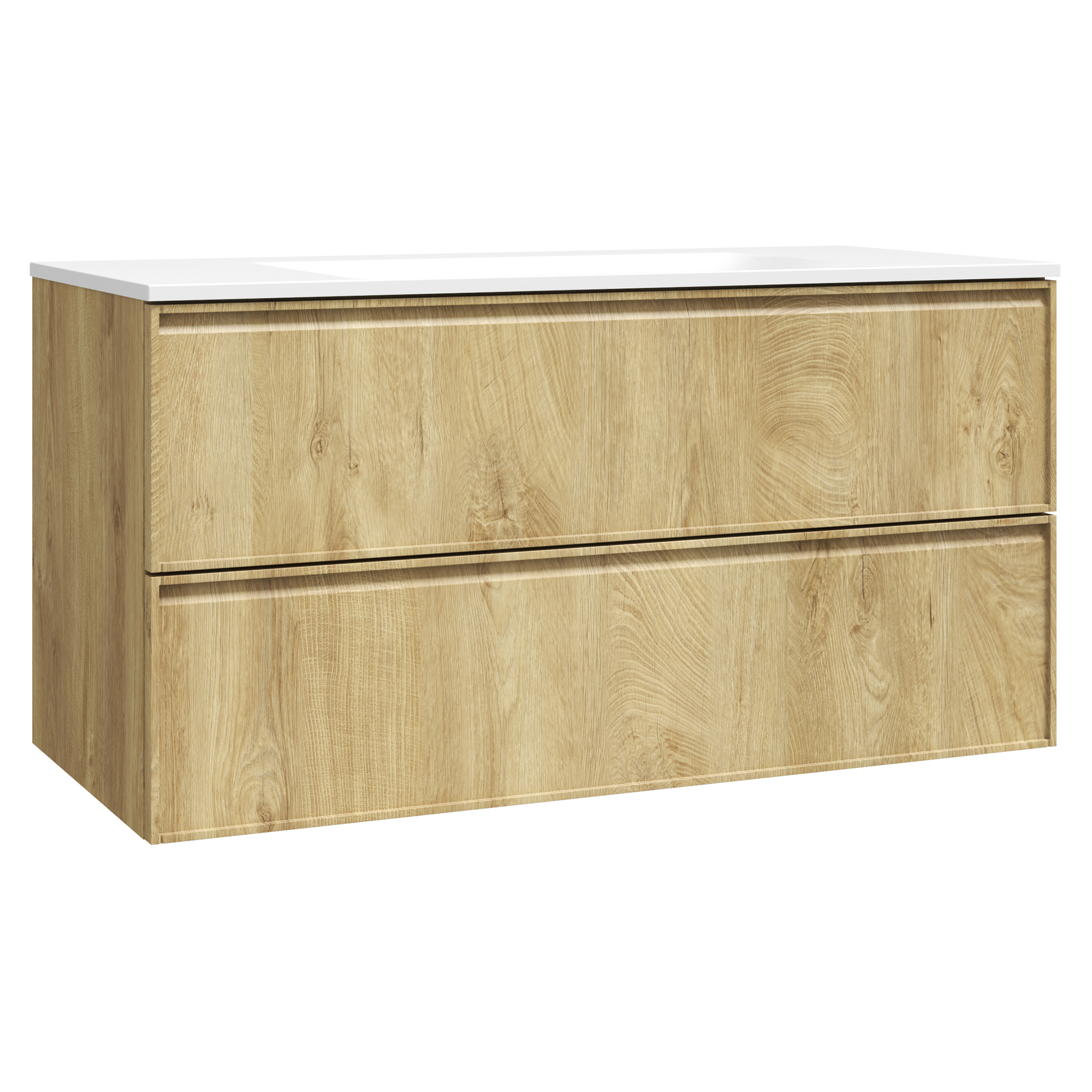 Tvättställsskåp Isla Trä Matt 100 cm med Handfat Vit Blank