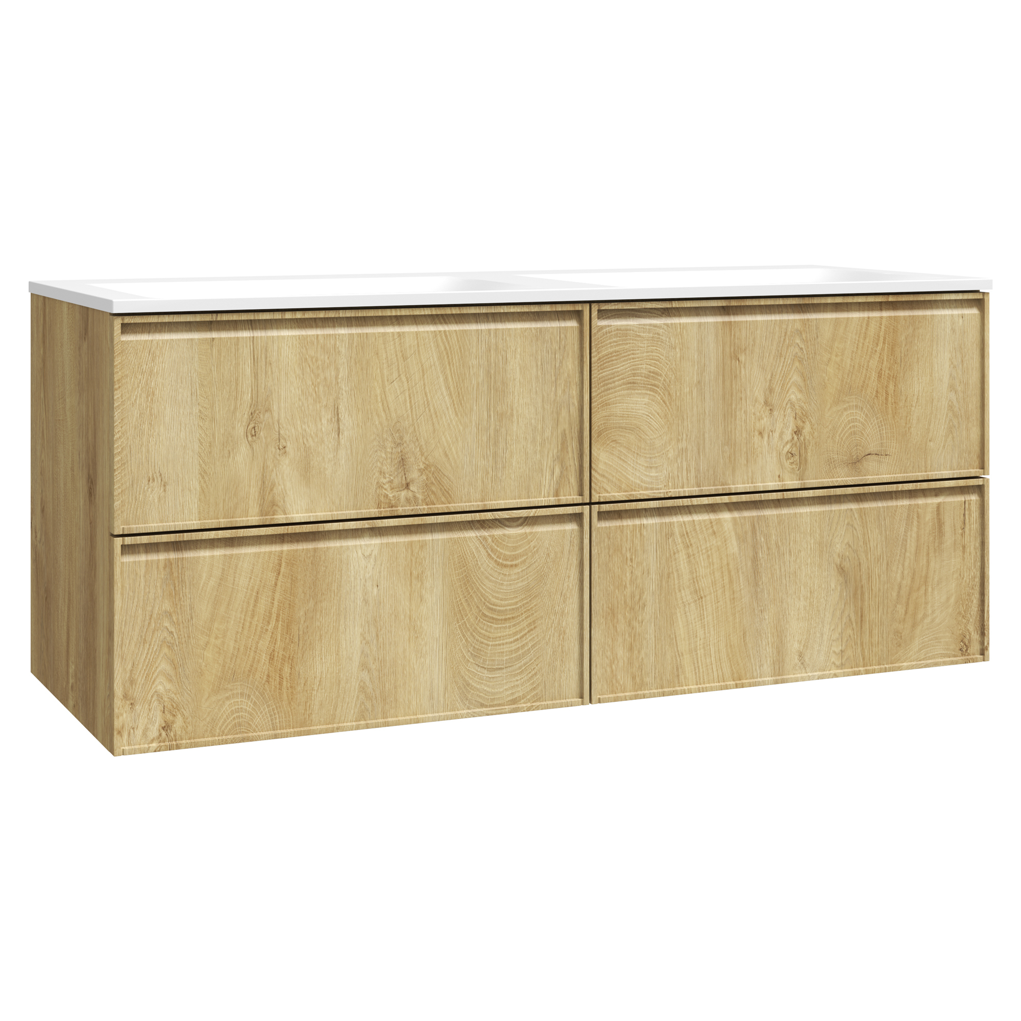 Tvättställsskåp Isla Trä Matt 120 cm med Dubbel Handfat Vit Blank