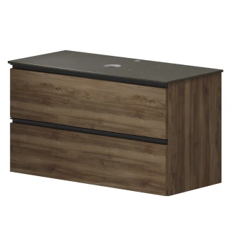 Tvättställsskåp Walnut Luna Trä 100 cm med Cosentino Bänkskiva Silestone Brun Polerad