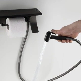Dold Bidéduschset med Toalettpappershållare <strong>Olysse</strong>  Grå-Metal Matt