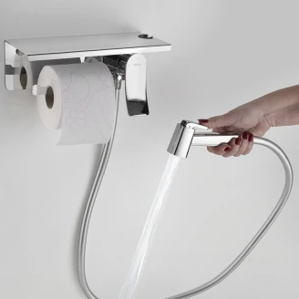 Dold Bidéduschset med Toalettpappershållare <strong>Olysse</strong>  Krom Blank