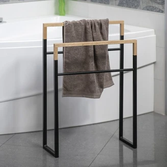 Fristående Handdukshängare <strong>Doppio</strong>  Svart-Ek Matt 55x80 cm