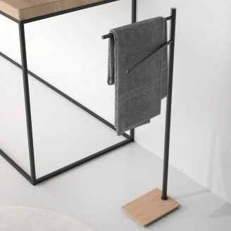 Fristående Handdukshängare <strong>Loa</strong>  Svart-Bambu Matt