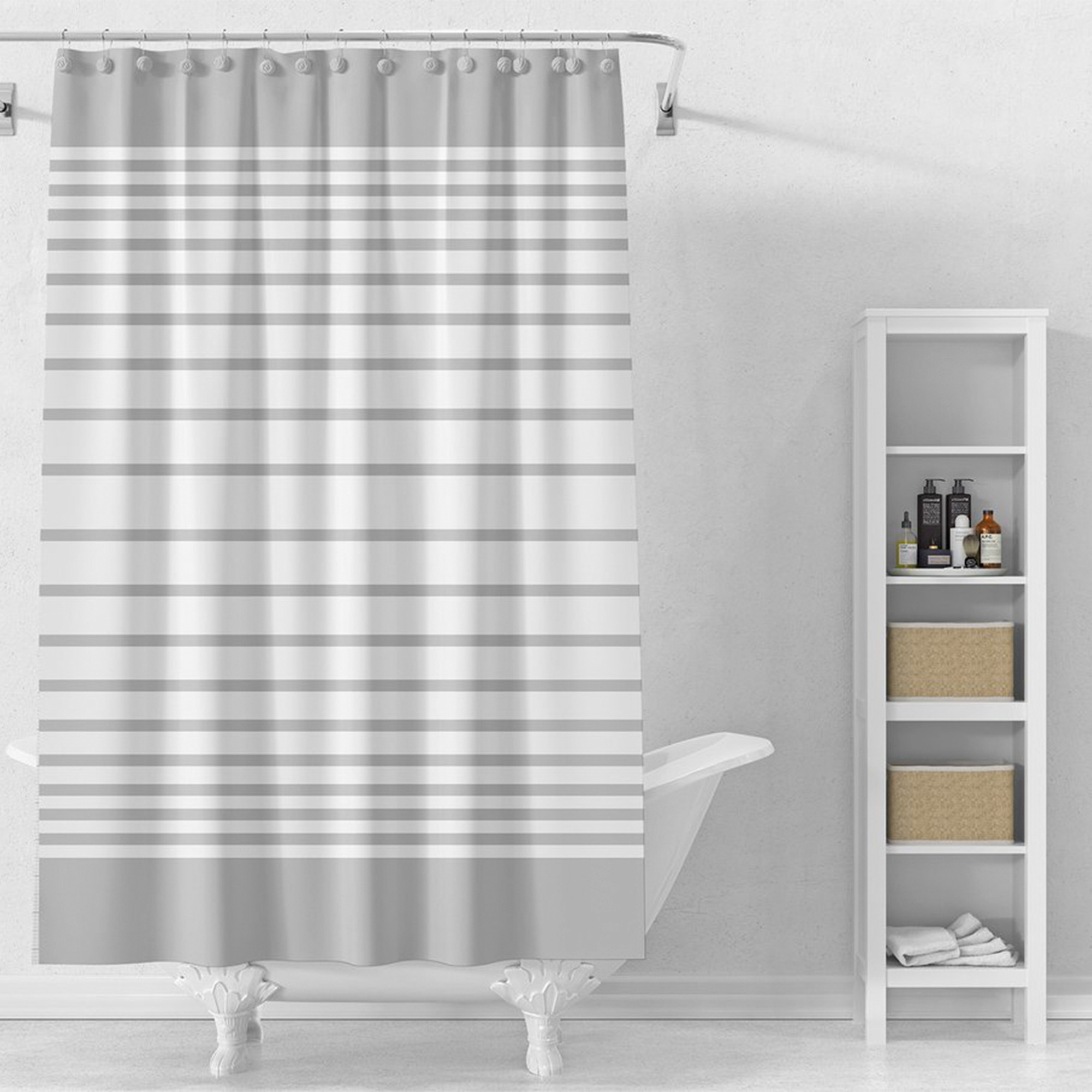 Duschdraperi Stripes 180x180 cm Vit