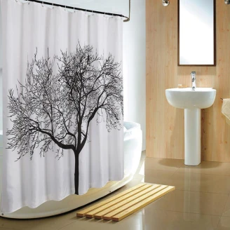 Duschdraperi Black Tree 180x200 cm Vit