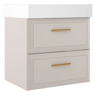 Tvättställsskåp Gold <strong>Tandem</strong>  Beige Matt 60 cm med Butler Handfat Vit Blank