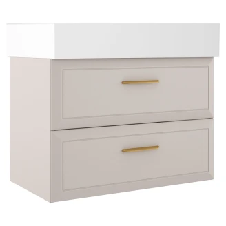 Tvättställsskåp Gold <strong>Tandem</strong>  Beige Matt 80 cm med Butler Handfat Vit Blank
