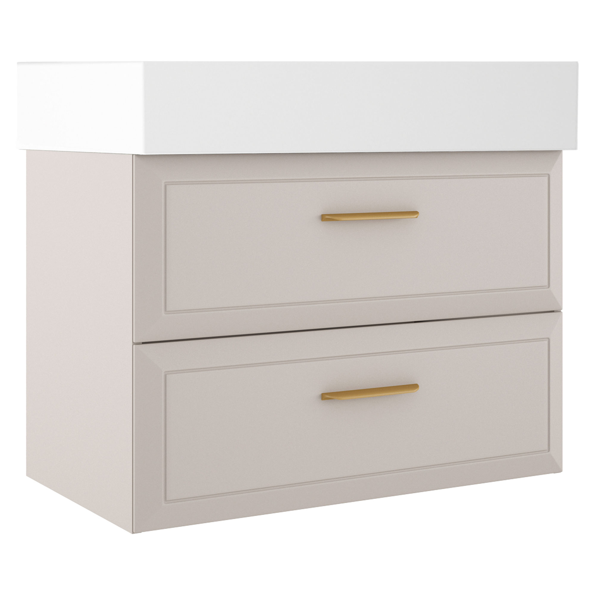 Tvättställsskåp Gold Tandem Beige Matt 80 cm med Butler Handfat Vit Blank
