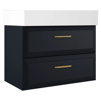 Tvättställsskåp Gold <strong>Tandem</strong>  Mörkblå Matt 80 cm med Butler Handfat Vit Blank