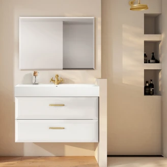 Tvättställsskåp Gold <strong>Tandem</strong>  Vit Matt 100 cm med Butler Handfat Vit Blank