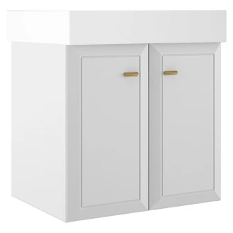 Tvättställsskåp Gold <strong>Tandem</strong>  Vit Matt 60 cm med Två Dörrar med Butler Handfat Vit Blank