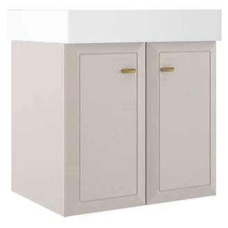 Tvättställsskåp Gold <strong>Tandem</strong>  Beige Matt 60 cm med Två Dörrar & Butler Handfat Vit Blank