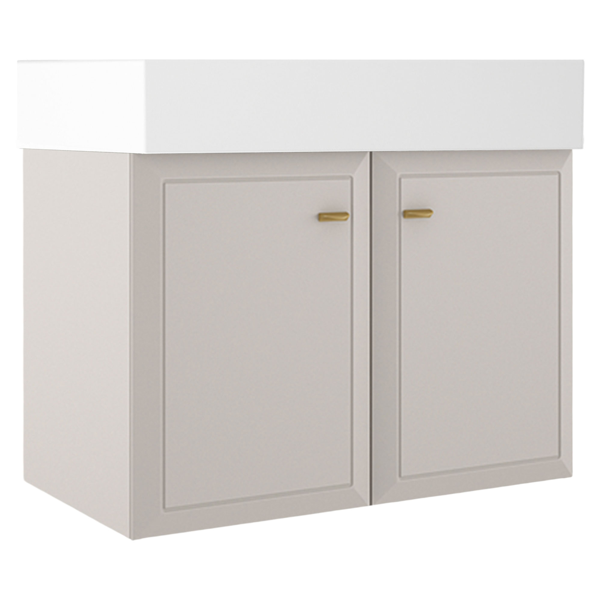 Tvättställsskåp Gold Tandem Beige Matt 80 cm med Två Dörrar & Butler Handfat Vit Blank