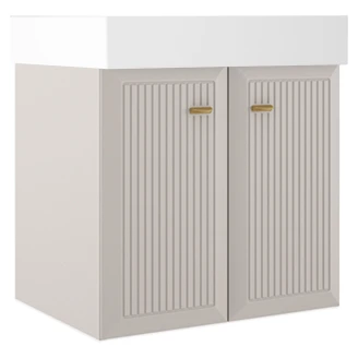 Tvättställsskåp Gold <strong>Tandem</strong>  Beige-Randig Matt 60 cm med Två Dörrar & Butler Handfat Vit Blank