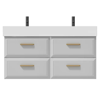 Dubbelt Tvättställsskåp Gold <strong>Tandem</strong>  Vit 120 cm med Butler Handfat Vit Blank