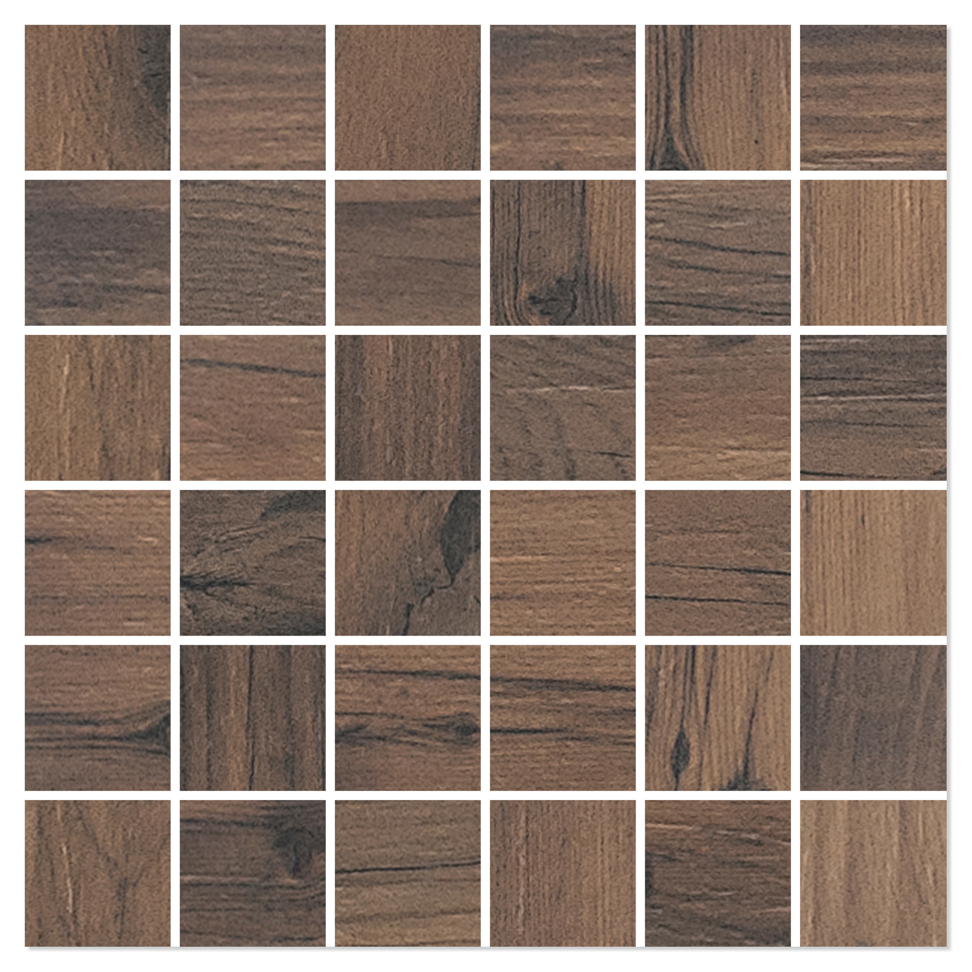 Träklinker Mosaik Redwood Brun Matt 30x30 (5x5) cm