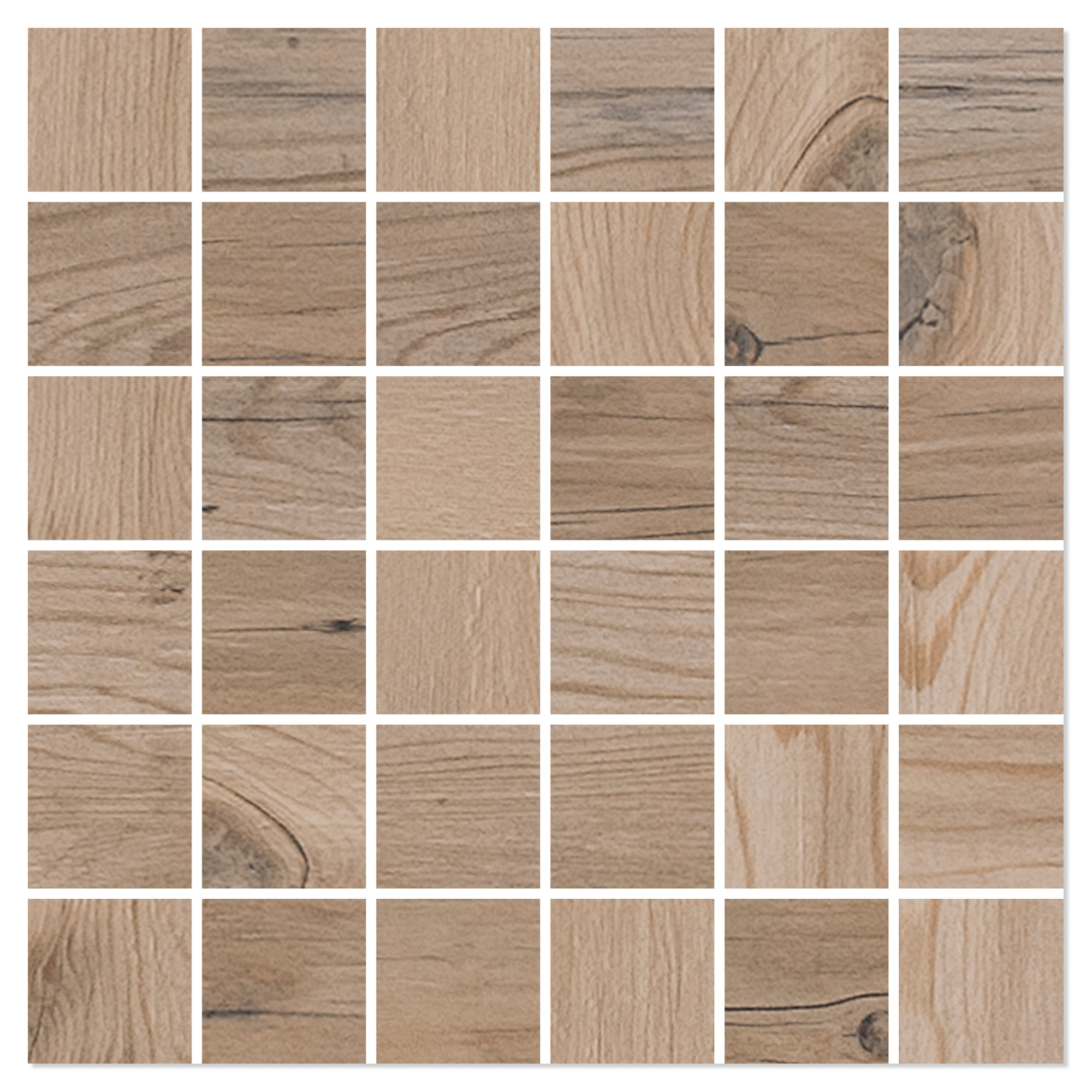 Träklinker Mosaik Redwood Ljusbrun Matt 30x30 (5x5) cm