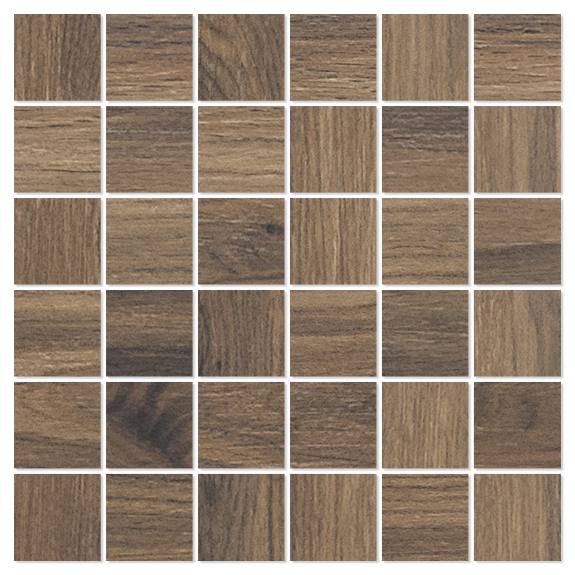 Träklinker Mosaik Pinewood Brun Matt 30x30 (5x5) cm