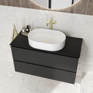 Tvättställsskåp Luna Svart 100 cm med Cosentino Bänkskiva Dekton Svart Matt