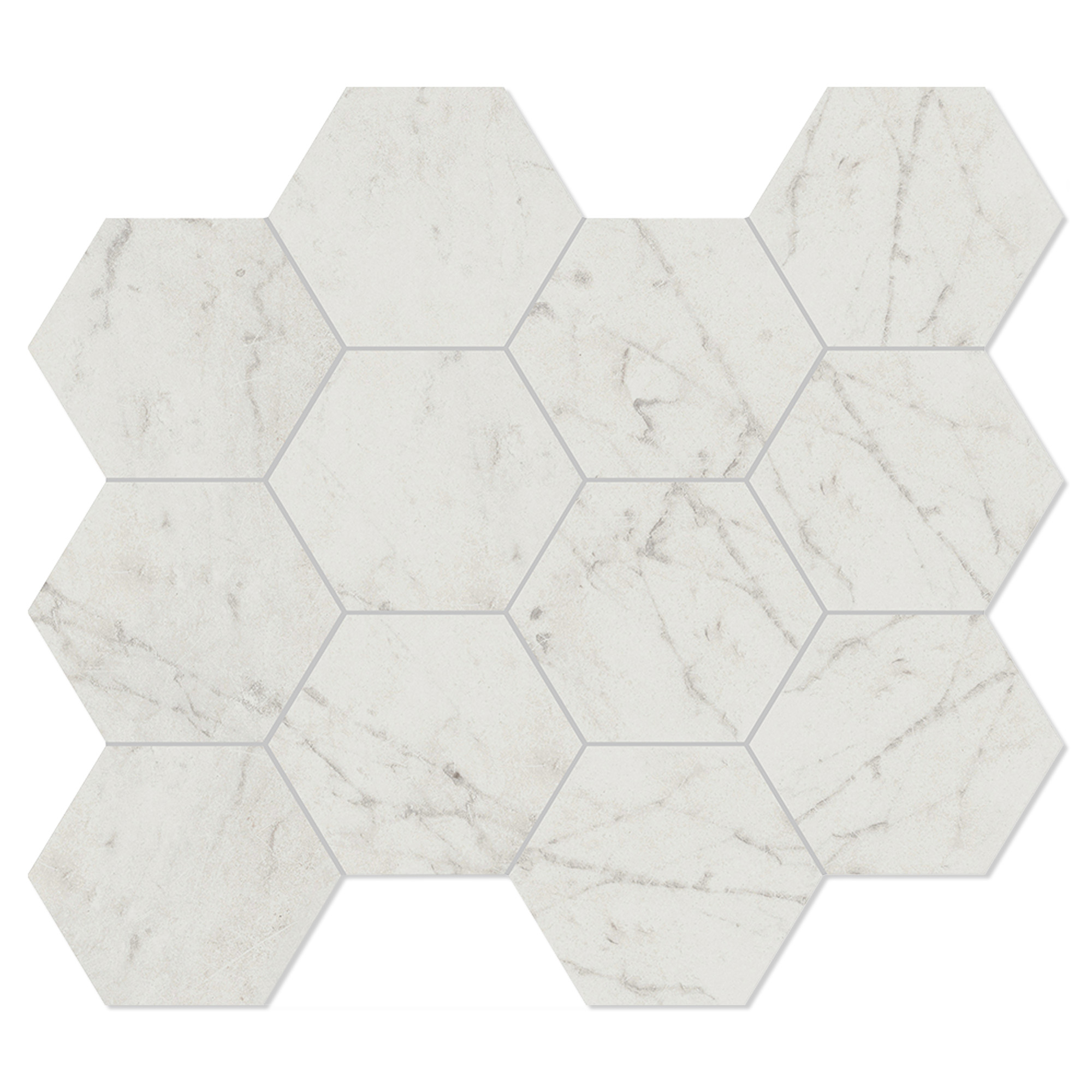 Unicomstarker Hexagon Mosaik Klinker Marmorea Carrara Matt 30x34 cm