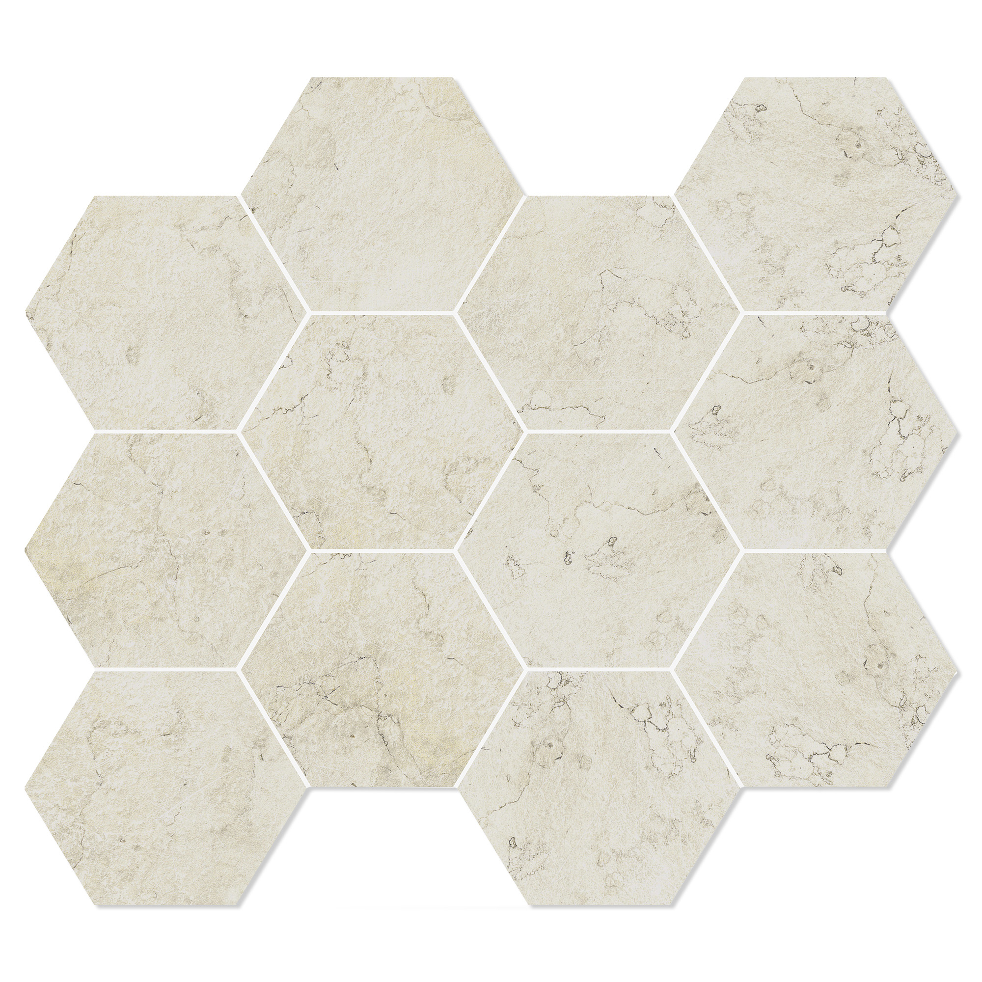 Unicomstarker Hexagon Mosaik Klinker Marmorea Biancone Matt 30x34 cm