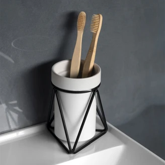 Tandborsthållare <strong>Fleuron</strong>  Vit-Svart
