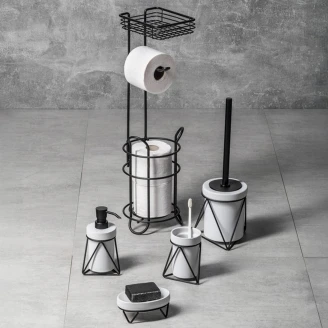 Set av Badrumstillbehör <strong>Fleuron</strong>  Vit-Svart