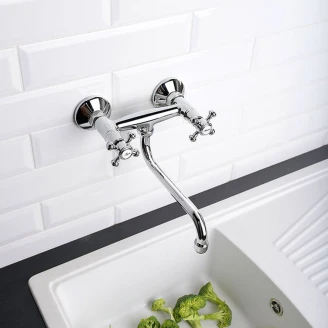 Väggmonterad Tvättställsblandare <strong>Lancaster</strong>  Krom Blank