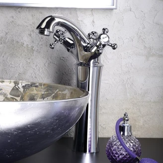 Tvättställsblandare <strong>Lancaster</strong>  Krom Blank med Bottenventil Hög 25 cm