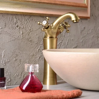 Tvättställsblandare <strong>Lancaster</strong>  Brons Matt med Bottenventil Hög 25 cm