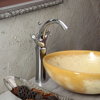 Tvättställsblandare <strong>Lancaster</strong>  Krom Blank med Bottenventil Hög 30 cm