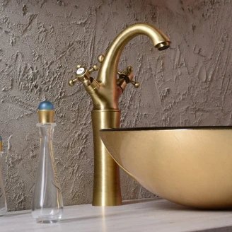 Tvättställsblandare <strong>Lancaster</strong>  Brons Matt med Bottenventil Hög 30 cm