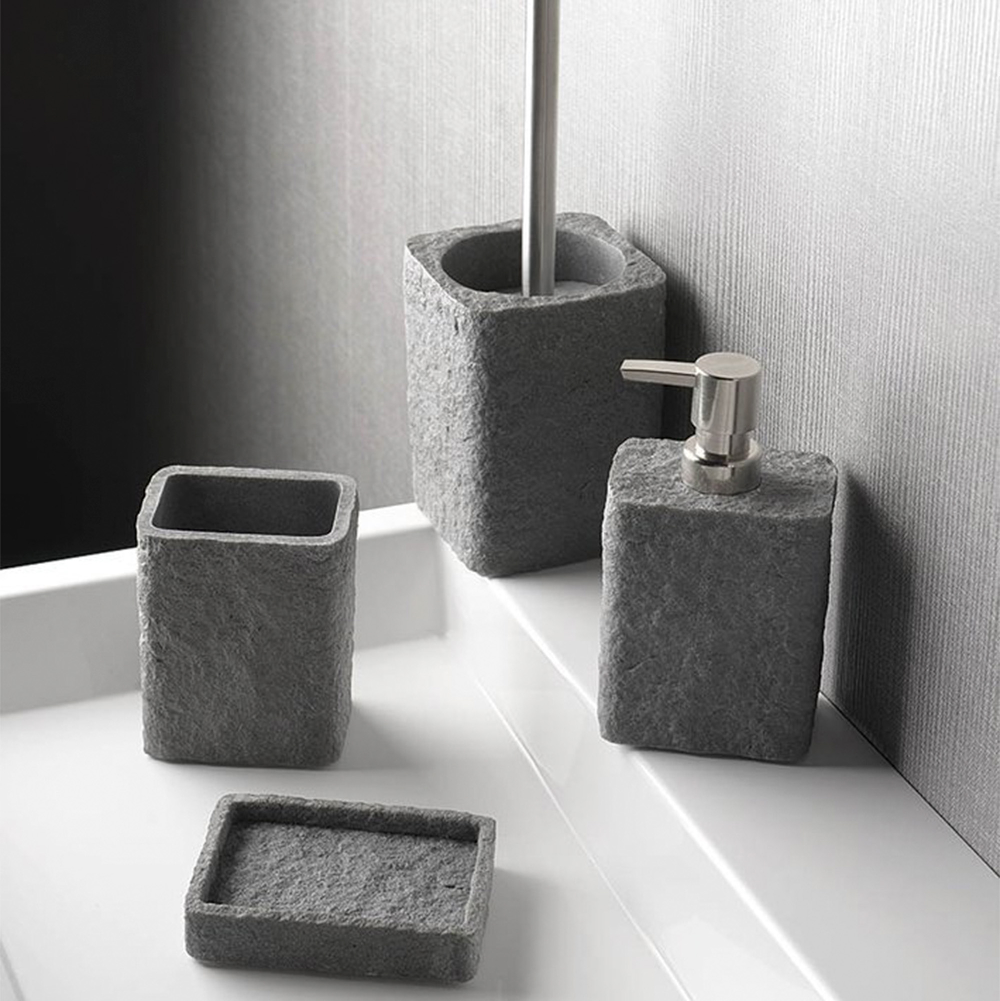 Set av Badrumstillbehör Arcos Grå Matt