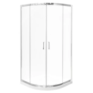 Duschhörn med Duschkar <strong>Nevoa</strong>  90x90 cm Rund Krom Blank Frostat glas