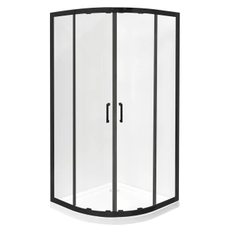Duschhörn med Duschkar <strong>Nevoa</strong>  80x80 cm Rund Svart Matt